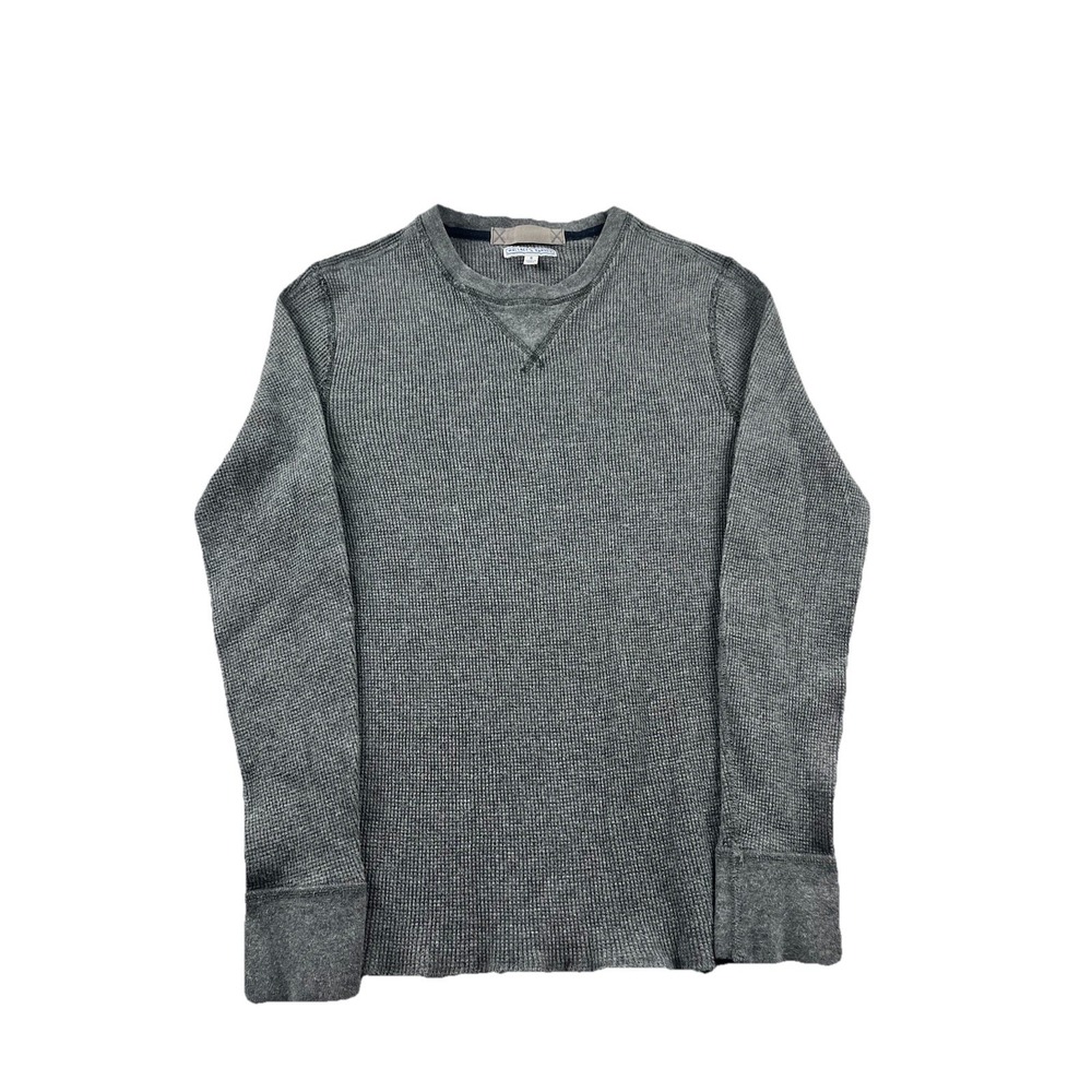 Wallace & Barnes Thermal Shirt Gray Long Sleeve Crew Neck Waffle Knit Mens Small